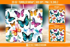 3D Cute Butterfly Tumbler Wrap Designs, Sublimation Wrap Product Image 1