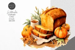 Thanksgiving clipart, Pumpkin bread clipart, Autumn clipart, Product Image 1