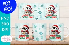 Cute Christmas mug wrap PNG, Cute penguin coffee mug PNG Product Image 4