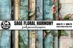 Sage Floral Harmony Junk Journal Bundle PNG Product Image 15