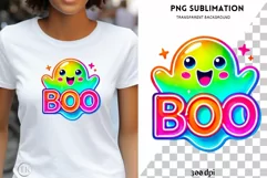 Neon Boo Ghost PNG, Digital Download for Crafts Product Image 1