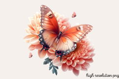 Butterfly Flowers Sublimation PNG Product Image 1