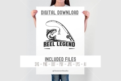 Reel Legend Svg Fishing Rod Bass Fish Custom Name Design Product Image 2