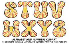 Retro Groovy Alphabert PNG 70s Numbers &amp; Letters 300 DPI Product Image 4