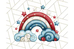Patriotic Scandinavian Rainbow Clipart PNG, 4th Of July Png Product Image 2