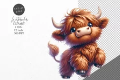 Highland cow clipart, Farm animals, Cute clipart Product Image 1