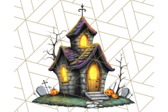 Halloween Buildings Clipart PNG, Haunted Houses Art Product Image 2