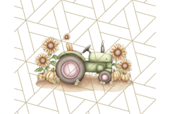 Fall Tractor Clipart PNG, Vintage Tractors With Pumpkins Product Image 2