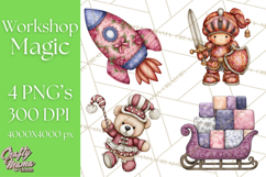 Santa’s Workshop Toys Christmas Clipart PNG Product Image 1