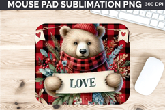 Watercolor Bear Mouse Pad Sublimation - Valentines PNG Product Image 1