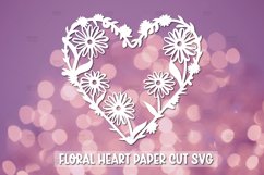 20 Paper Cut Floral Heart , Paper Cut Heart SVG Product Image 15