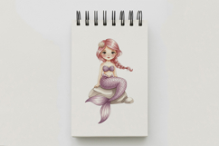Mermaid Princess Cute Pink Hair Tail Rock PNG Summer Girl Product Image 5