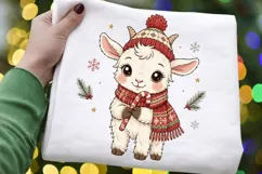 Christmas Baby Goat With Candy Cane PNG Sublimation Design Product Image 2