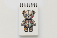 Stitched Teddy Bear Doll Button Eyes Halloween PNG Cute Product Image 5