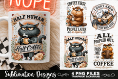 Funny Coffee Animals PNG Sublimation Designs 4 Files Product Image 2