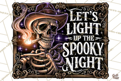 Lets Light Up The Spooky Night Skeleton Halloween Sign PNG Product Image 3