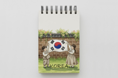 Hanbok Kids Holding Taegeukgi High Wall Scene PNG Product Image 5