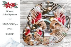 Christmas Rabbits Wind Spinner, Winter Rabbits Sublimation Product Image 1