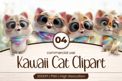 Rainbow Kawaii Cats Clipart Sublimation PNG Product Image 1