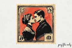 Valentines Romantic Retro Style Stamp Clipart PNG Product Image 1