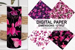 Fuchsia Flowers Pattern Digital Paper- Flowers Background Product Image 1