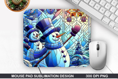 Snowman Mouse Pad Sublimation, Christmas Mouse Pad PNG Product Image 1