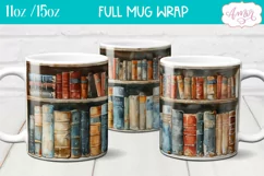 Bookshelf mug wrap PNG for Sublimation | Book lover mug png Product Image 2