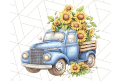 Floral Farm Truck Clipart, Cottagecore Country Truck Png Product Image 2