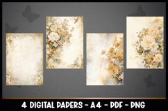 4 Digital Papers Vintage Flowers Gold I Planner Pages Product Image 2