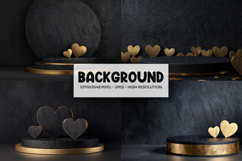 Black Gold Heart Display Podium Background Product Image 1
