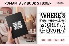 Printable Magic and Fantasy Book Lover Sticker | Grey Product Image 1