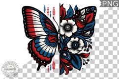 4Th Of July Flora Butterfly - Sublimation 4th of July PNG Product Image 1