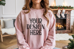 Christmas Gildan 18000 Light Pink Sweatshirt Mockups Product Image 1
