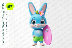 Cute Cartoon Bunny Surfer With Surfboard Summer Fun Clipart Product Image 1