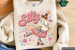 Silly Goose Roller Skating PNG Cute Retro Bird Design Art Product Image 1