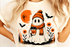 Vintage Halloween Ghost Witch PNG, Ghost Coffee PNG, Spooky Product Image 6