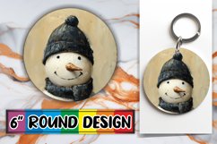Winter Snowman Round Keychain Design Christmas Sublimation Product Image 1