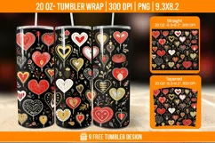 3D Cute Heart Tumbler Wrap Designs, Sublimation Wrap Product Image 1