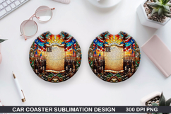 Car Coaster Sublimation| 4th Of July Coaster PNG Design Product Image 1
