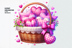 Valentine Heart Basket clipart sublimation PNG Product Image 1