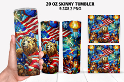 Bears Skinny Tumbler 20oz Wrap Design,4th of july Tumble PNG Product Image 1