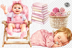Pink baby girl clipart Product Image 1