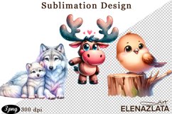 Animal clipart, Cute baby Watercolor clipart Product Image 1