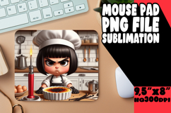 Cheerful Mouse Pad PNG Style, Girl Grumpy Product Image 1