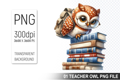 Teacher Owl Clipart PNG, Cute Owl, Digital Download File Product Image 1