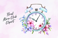 Floral alarm clock clipart sublimation Product Image 1