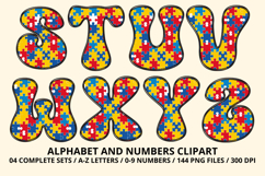 Autism Awareness Doodle Letters Puzzle Piece Alphabet PNG Product Image 4