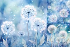 Watercolor pastel winter dandelion printable digital papers Product Image 3