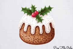 Cute Pink Christmas Watercolor Clipart Bundle PNG Product Image 1