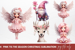 Pink Tis The Season Christmas Sublimation Clipart Product Image 1
